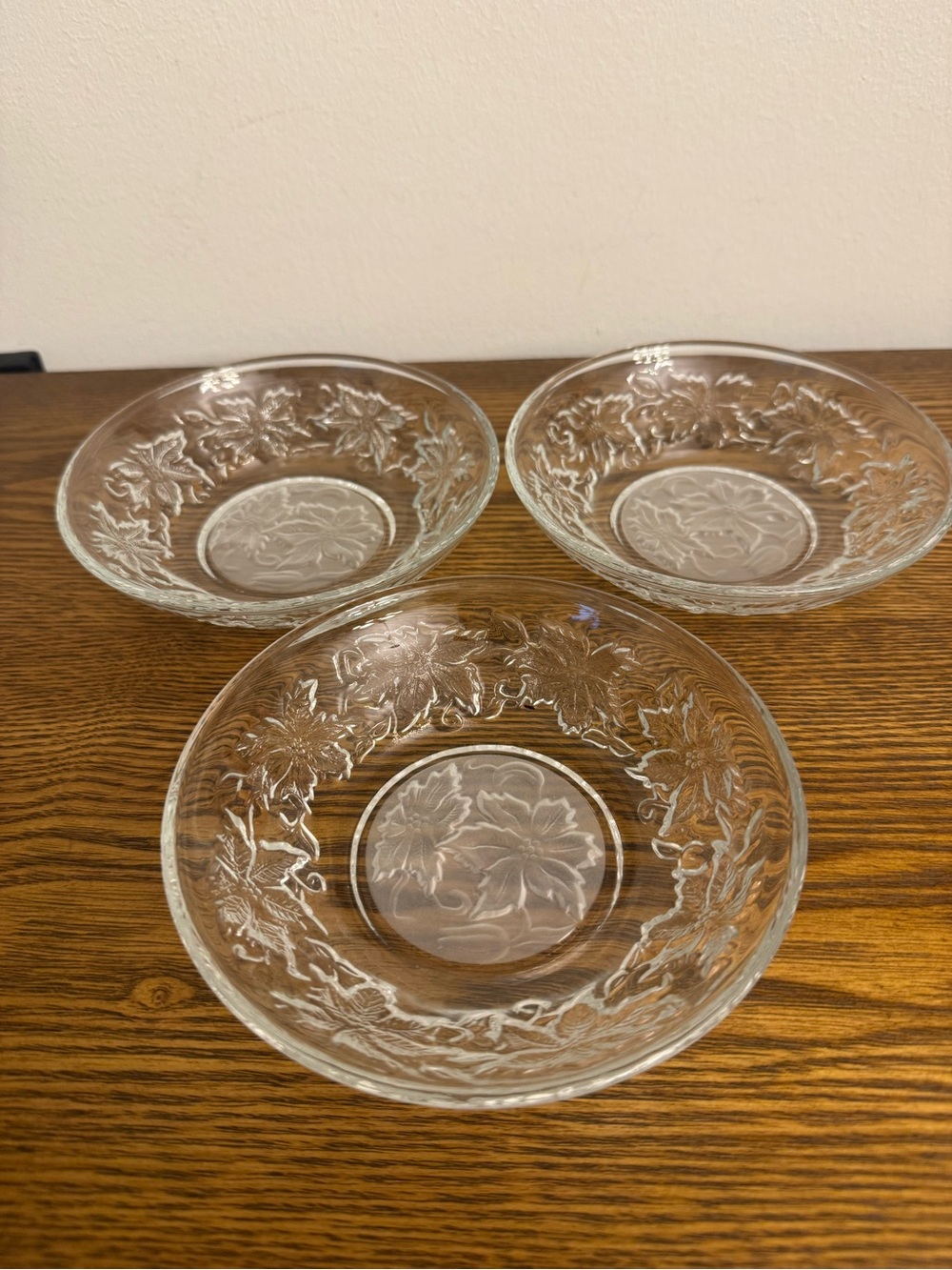 Vintage Princess House Fantasia Glass Bowls Set of 3 Frosted Center EUC